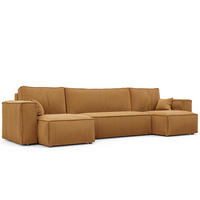 ECKSOFA mit Schlaffunktion und Bettkasten, Senfgelb - Gelb, Holzwerkstoff/Textil (312/145cm) - Idohome