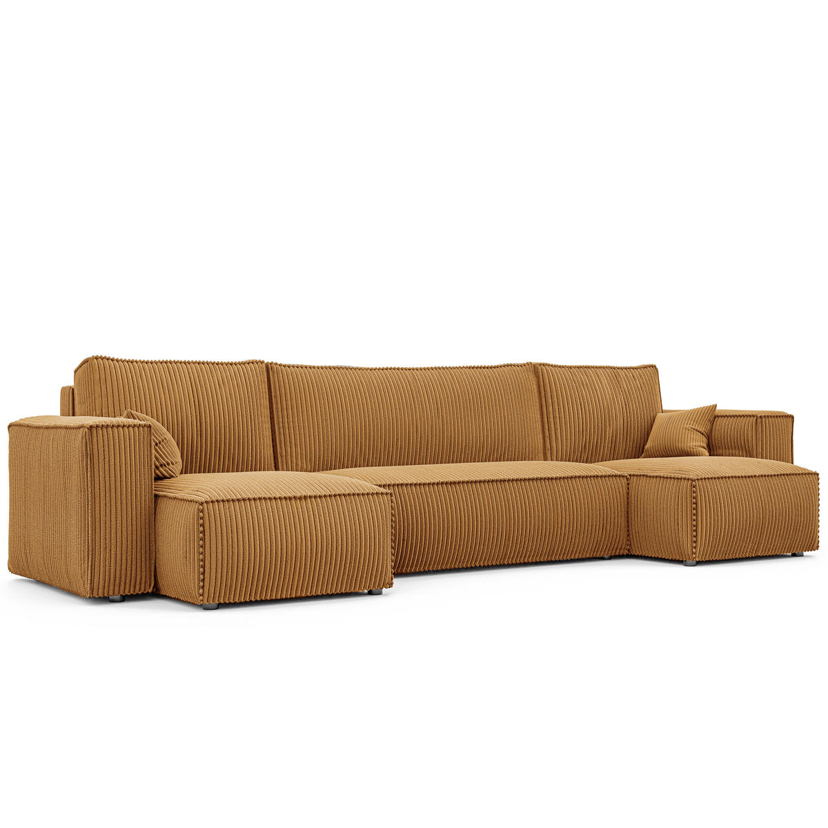 ECKSOFA mit Schlaffunktion und Bettkasten, Senfgelb - Gelb, Holzwerkstoff/Textil (312/145cm) - Idohome