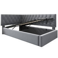 POLSTERBETT 90/200 cm Grau mit hydraulischem Stauraum, ohne Matratze - Grau, Holz/Textil (90/200cm) - Oxeza