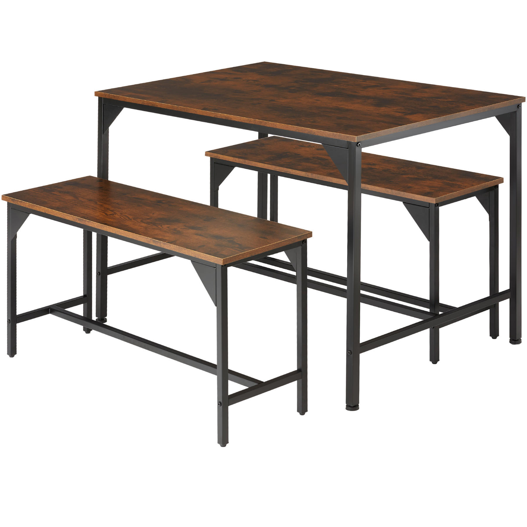 SITZGRUPPE Bolton,mit höhenverstellbaren Kunststofffüßen,Industrial Holz dunkel, rustikal - Rostfarben, Holz (130/75/100cm) - tectake