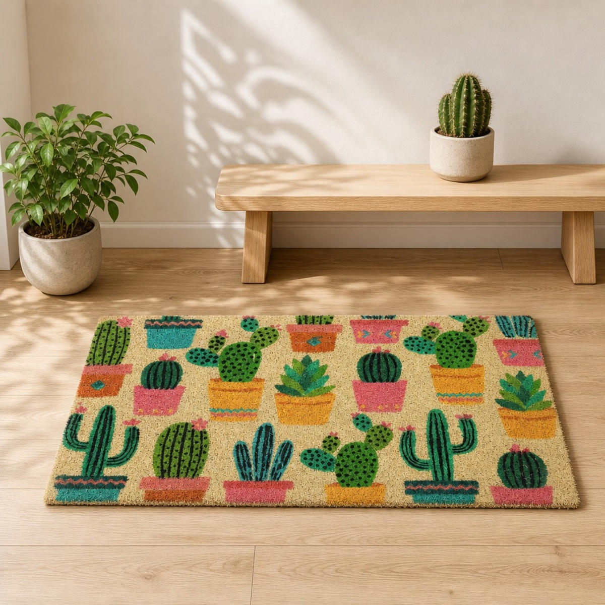 FUSSMATTE Mehrfarbig Kokosfaser rutschfest 75x42 cm - Multicolor, Kunststoff/Textil (75/42cm) - Relaxdays