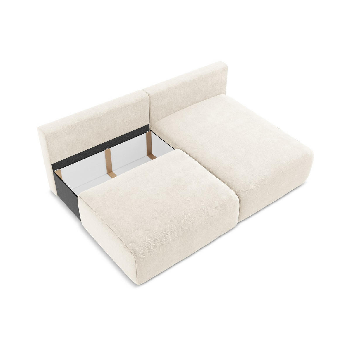 ECKSOFA mit Schlaffunktion rechts Chenille Stoff Beige - Beige/Creme, Kunststoff/Textil (210/149cm) - LaMiaSofa