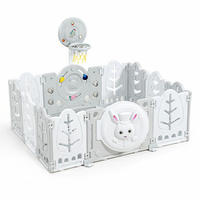 LAUFSTALL white Rabbit weiß 160 x 115 cm, Basketballkorb, 50 Bälle, Spielmatte, Babyreisebett - Weiß, Kunststoff (120/63/166cm) - Moni