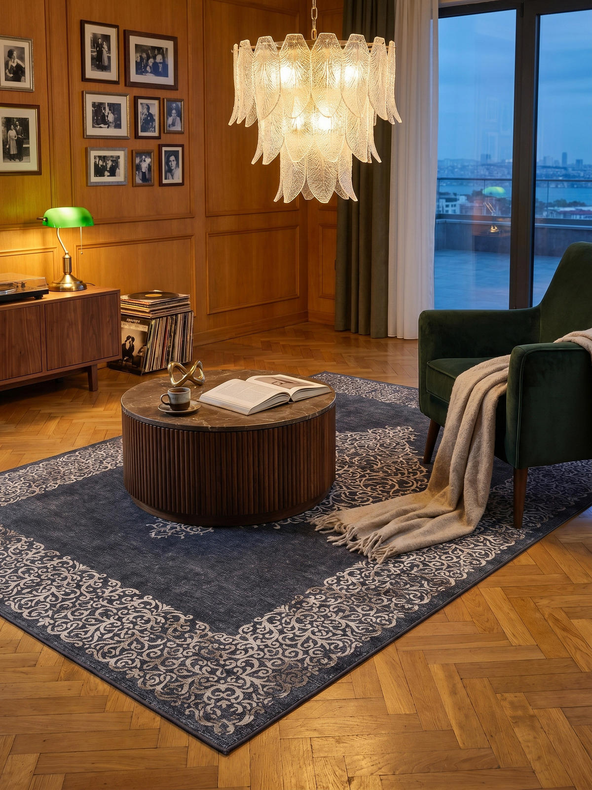 TEPPICH Wohnzimmer Barock Pflegeleicht Waschbar OEKO-TEX Schwarz 140x200 cm Gekettelt Flur – PIZOL - Schwarz, Textil (140/200cm) - KADIMA DESIGN