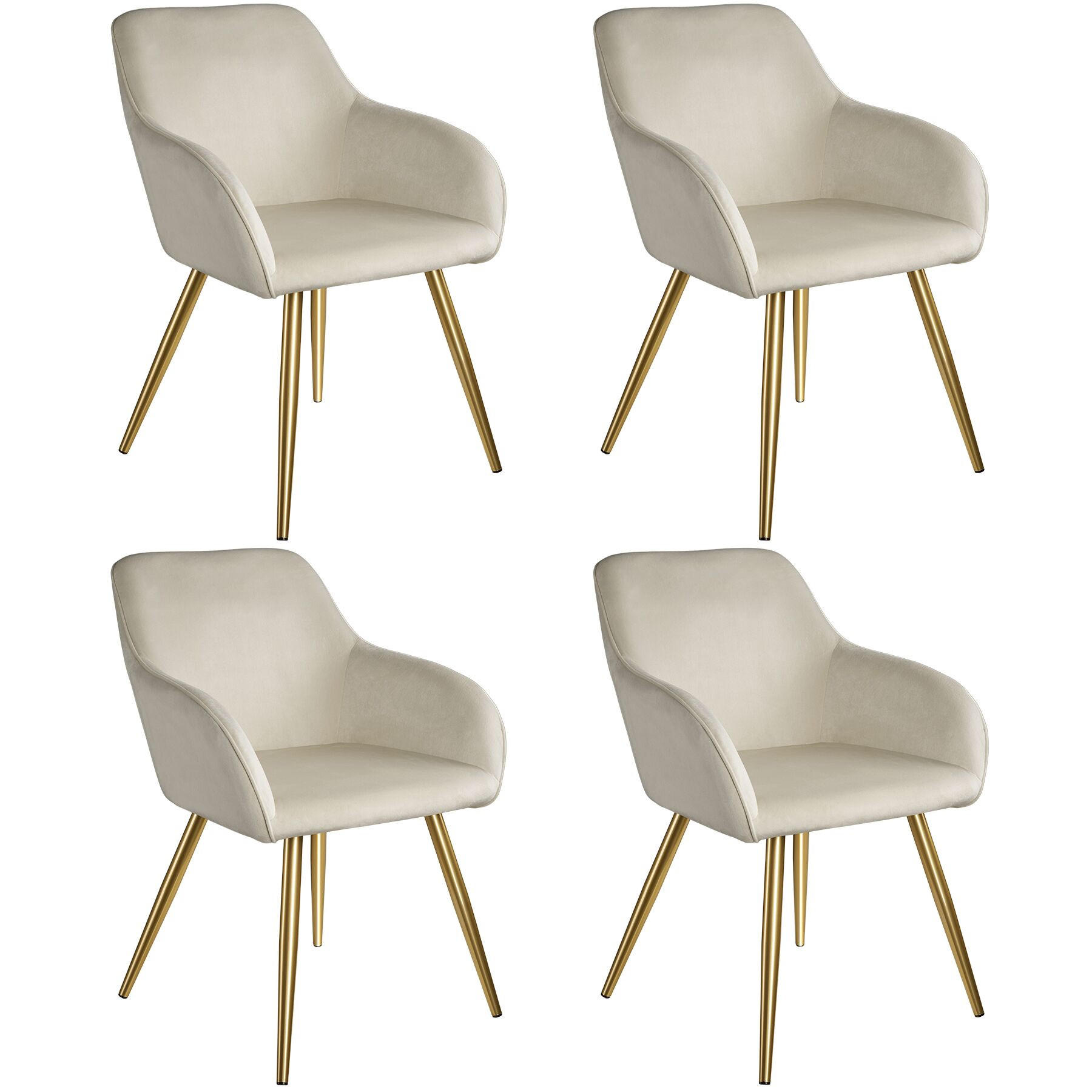 ESSZIMMERSTUHL 4er Set Marilyn 58 x 62 x 82 cm creme/gold - Goldfarben/Creme, Textil (58/82/62cm) - tectake