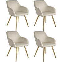 ESSZIMMERSTUHL 4er Set Marilyn 58 x 62 x 82 cm creme/gold - Goldfarben/Creme, Textil (58/82/62cm) - tectake