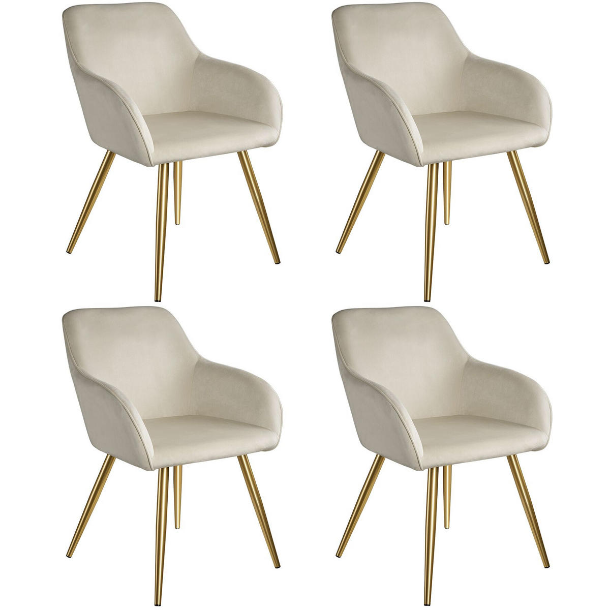 ESSZIMMERSTUHL 4er Set Marilyn 58 x 62 x 82 cm creme/gold - Goldfarben/Creme, Textil (58/82/62cm) - tectake