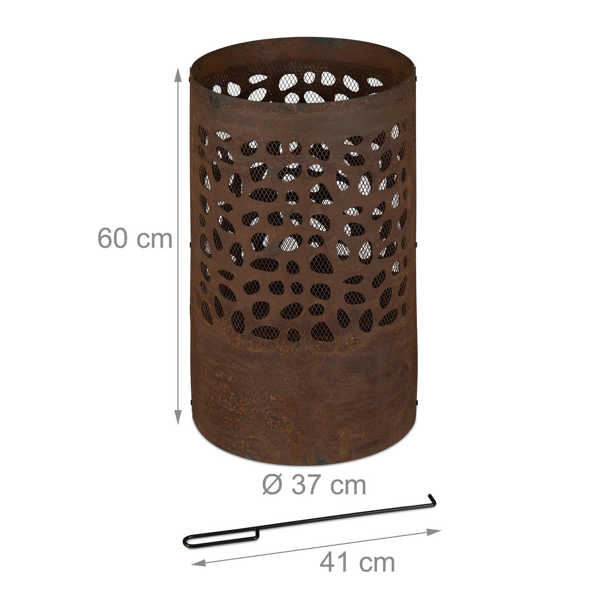 FEUERTONNE - Braun, Metall (37/60/37cm) - Relaxdays