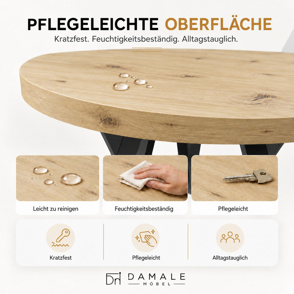 ESSTISCH rund ausziehbar 90/190/76 cm, Eiche Artisan, 54 cm Tischplatte + Y Metallgestell Schwarz - Schwarz/Eiche Artisan, Holzwerkstoff/Metall (90/190/76cm) - Damale Möbel