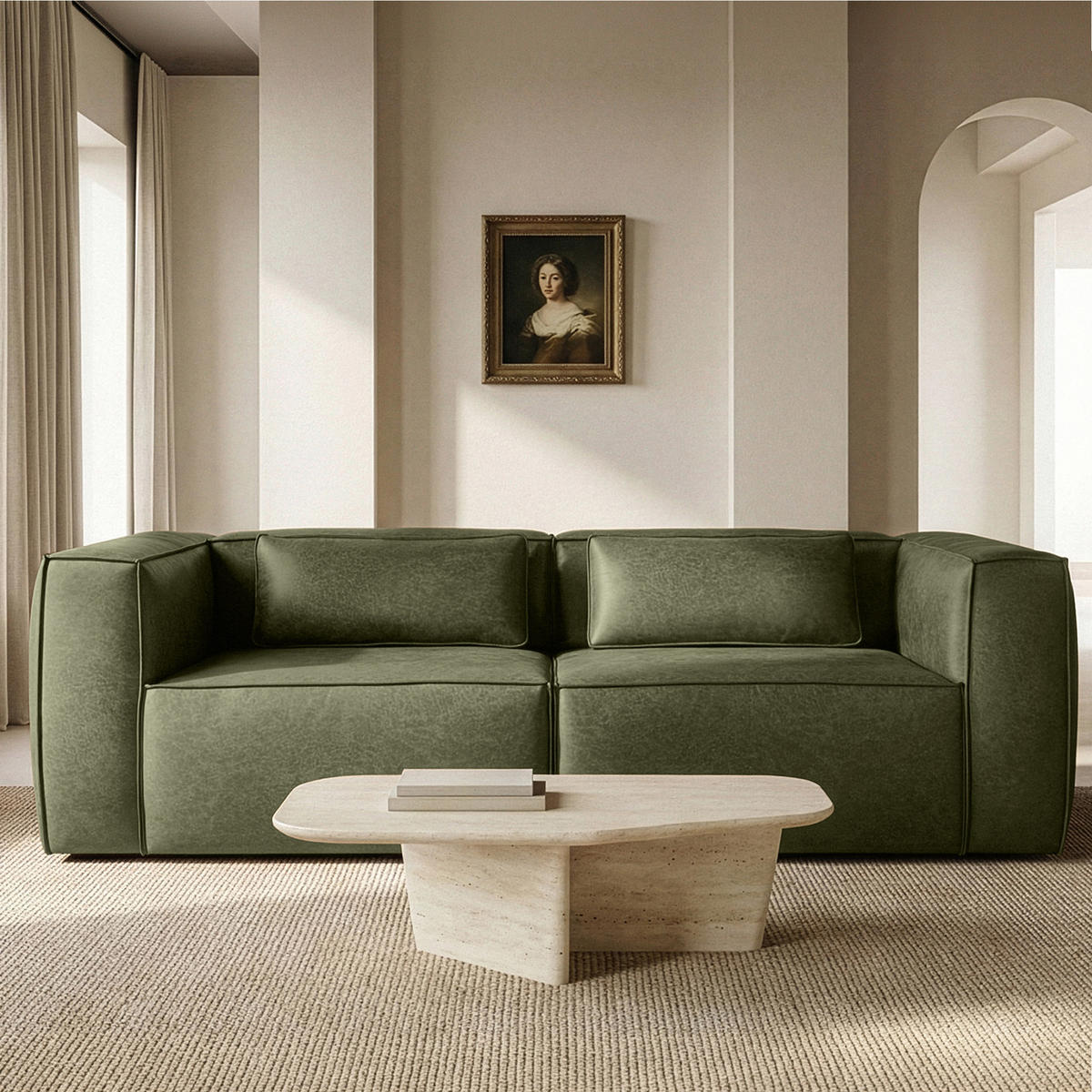 3-SITZER SOFA FEROX, Grün - Grün, Holz/Holzwerkstoff (240/73/96cm) - KONSIMO®