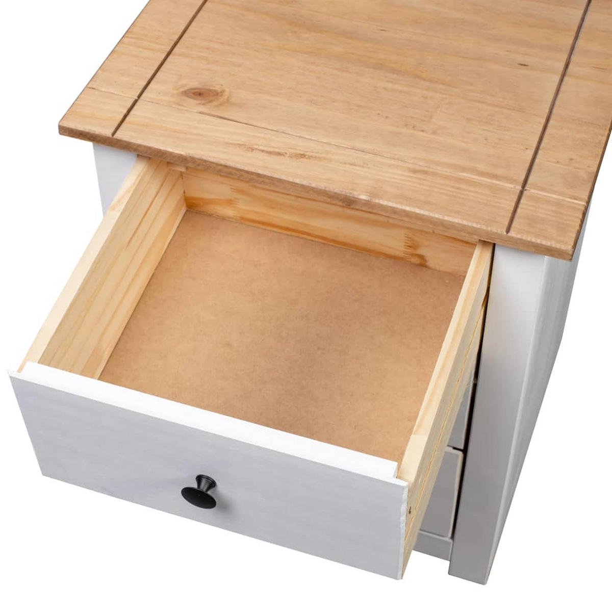 NACHTTISCH mit 3 Schubladen 46/40/57 cm aus Panama-Kiefer in Weiß - Weiß, Holz (46/57/40cm) - vidaXL