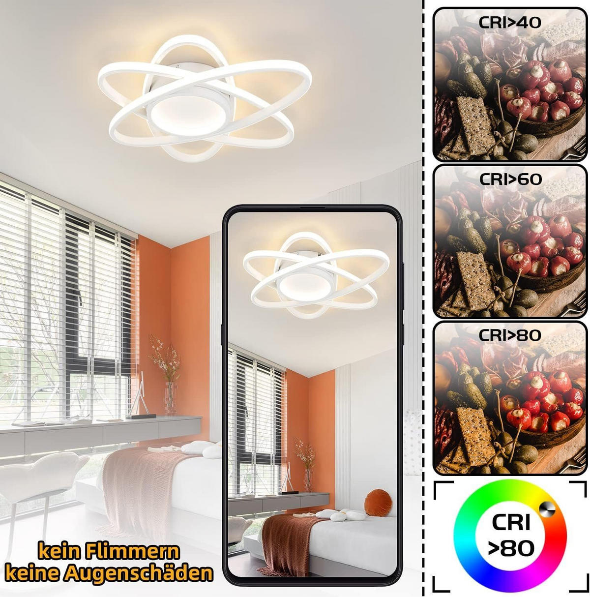 LED-DECKENLEUCHTE Verena 53/50/8 cm - Weiß, Metall (53/50/8cm) - Nettlife