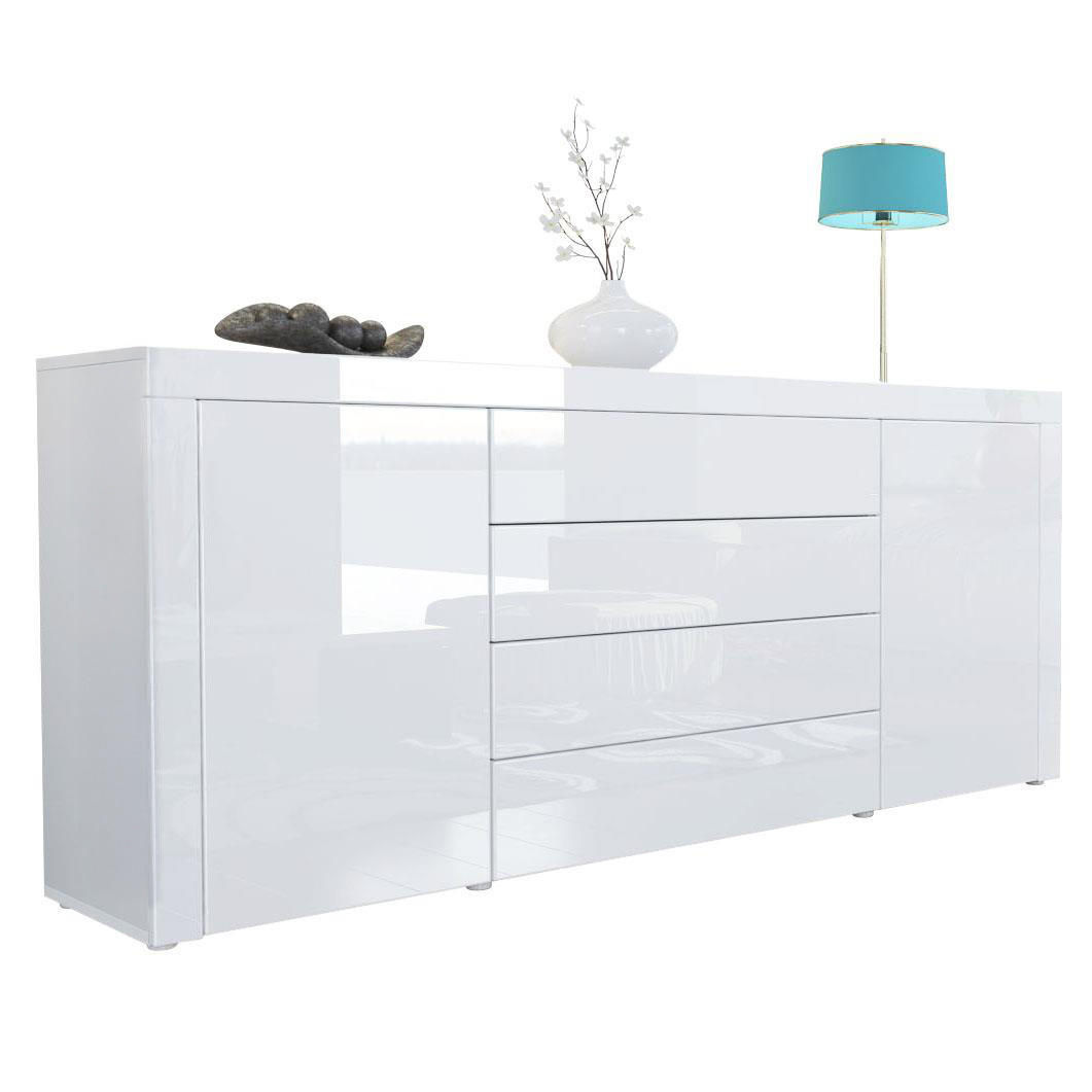 Vladon Sideboard Weiß Hochglanz 167x72x35 cm