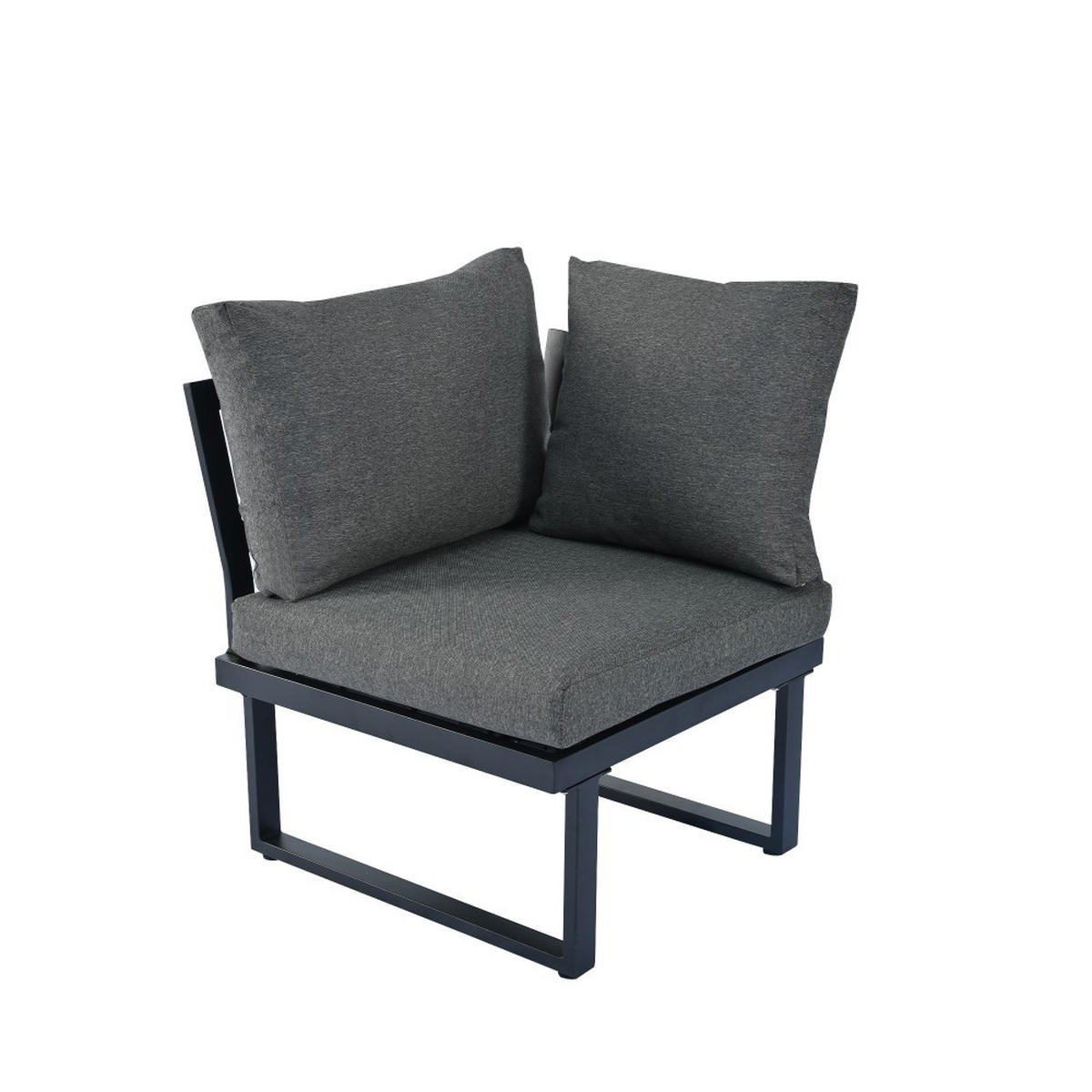 LOUNGEGARNITUR verzinktes Stahlrohr，mit Couchtisch, Grau+Schwarz - Grau, Textil - KOMHTOM