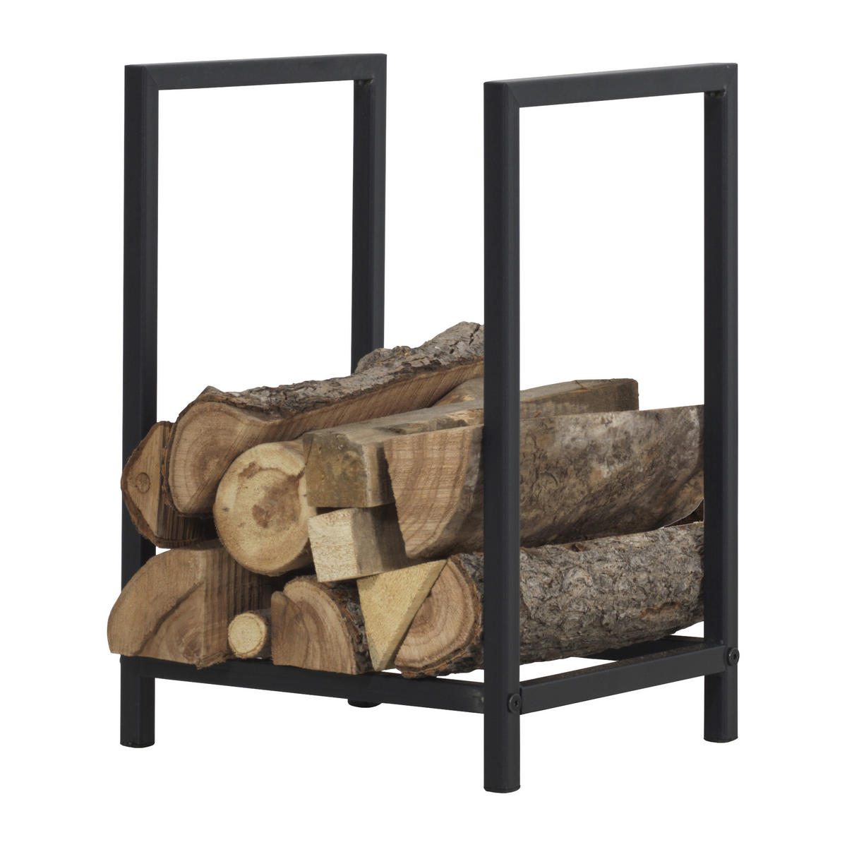 KAMINHOLZREGAL Torsås - Schwarz, Metall (40/50/30cm) - [en.casa]