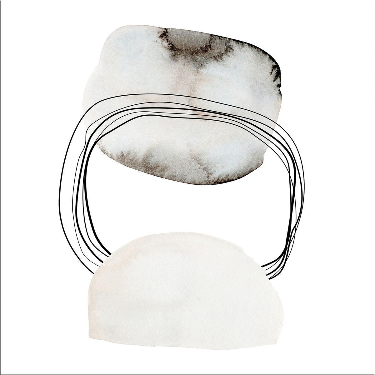 GLASBILD 50x50 cm abstrakt Aquarell - Beige/Weiß, Glas (50/50cm) - artissimo