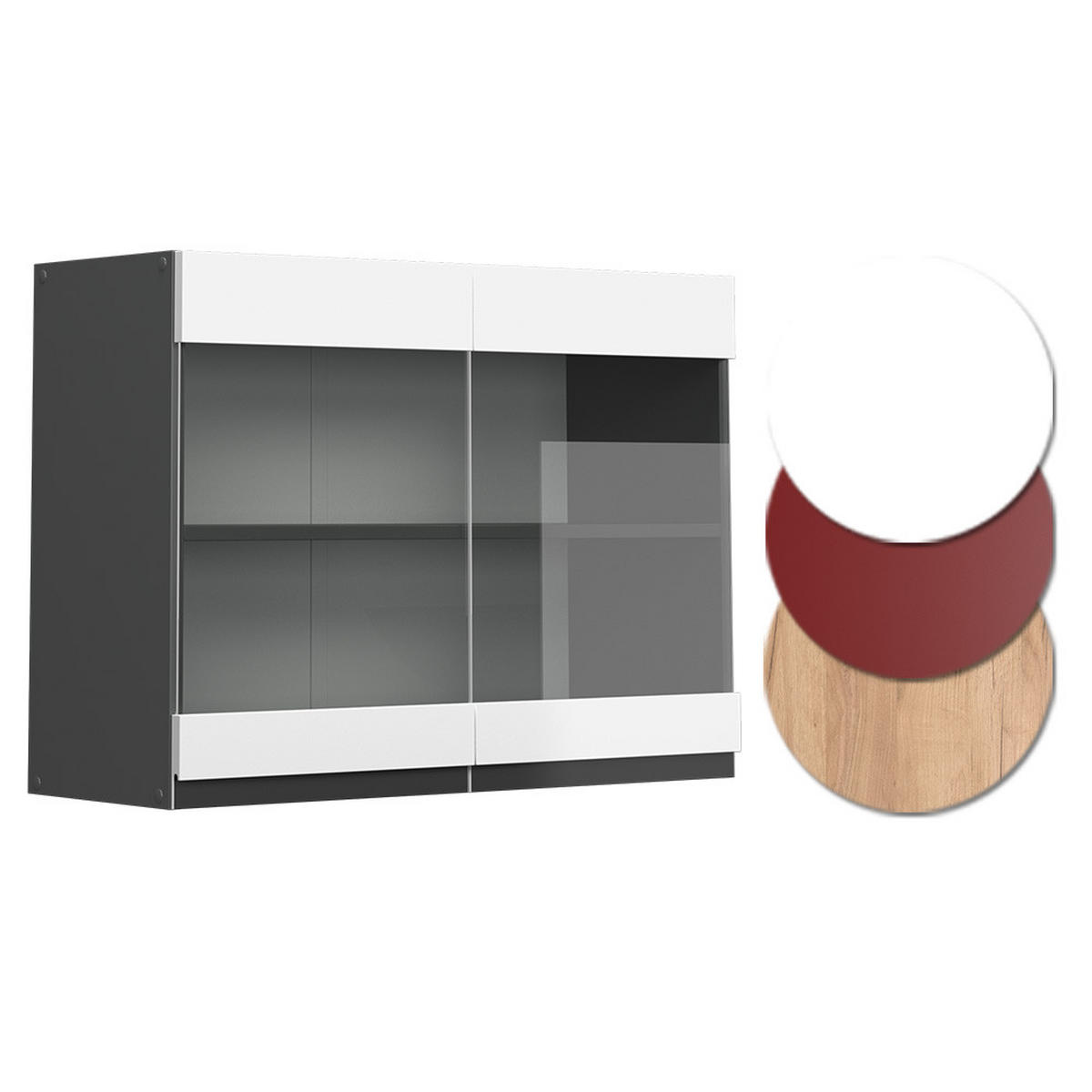 KÜCHENGLASSCHRANK R-Line Weiß 80 cm J-Shape - Anthrazit/Weiß, Holzwerkstoff (80/60/31cm) - Vicco