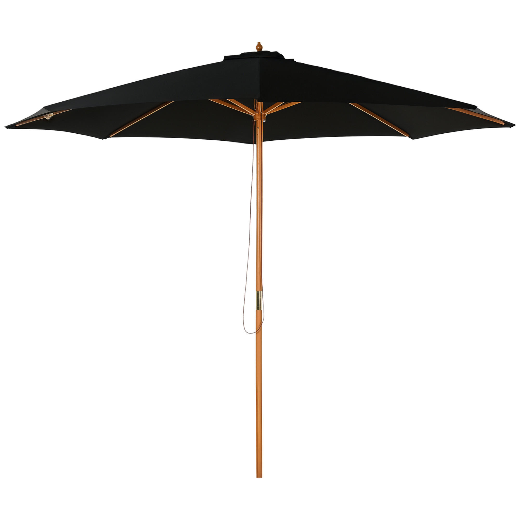 SONNENSCHIRM DE-05592 Aus Holz, Seilzug Schwarz - Schwarz, Holz (300/300cm) - ComfortXL