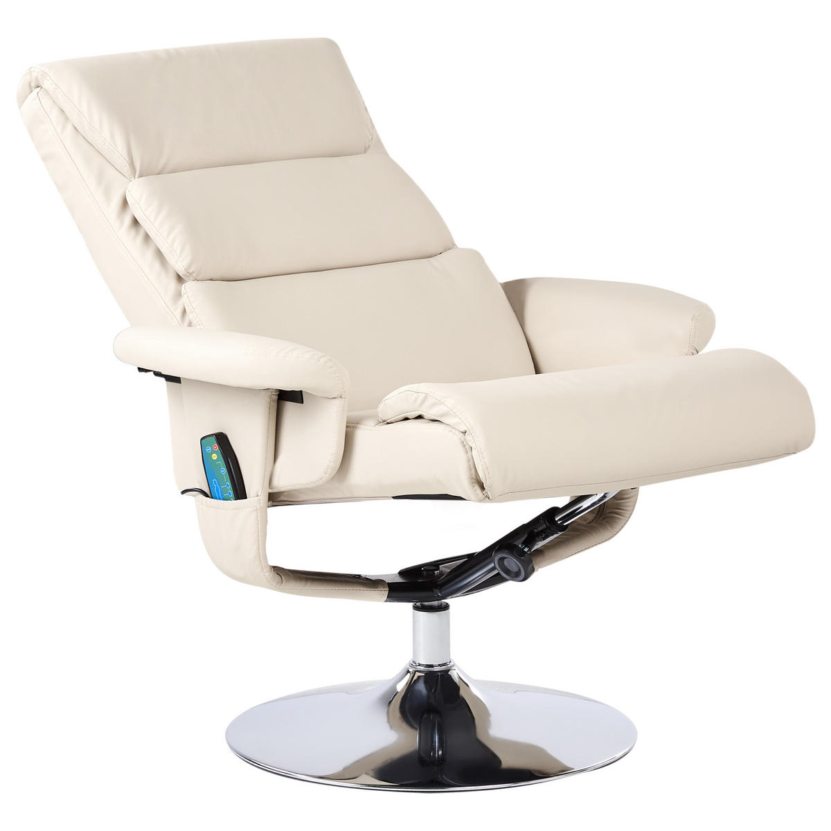 MASSAGESTUHL mit Fußstütze Kunstleder Hellbeige Legend - Beige, Kunststoff (76/100/58cm) - Beliani