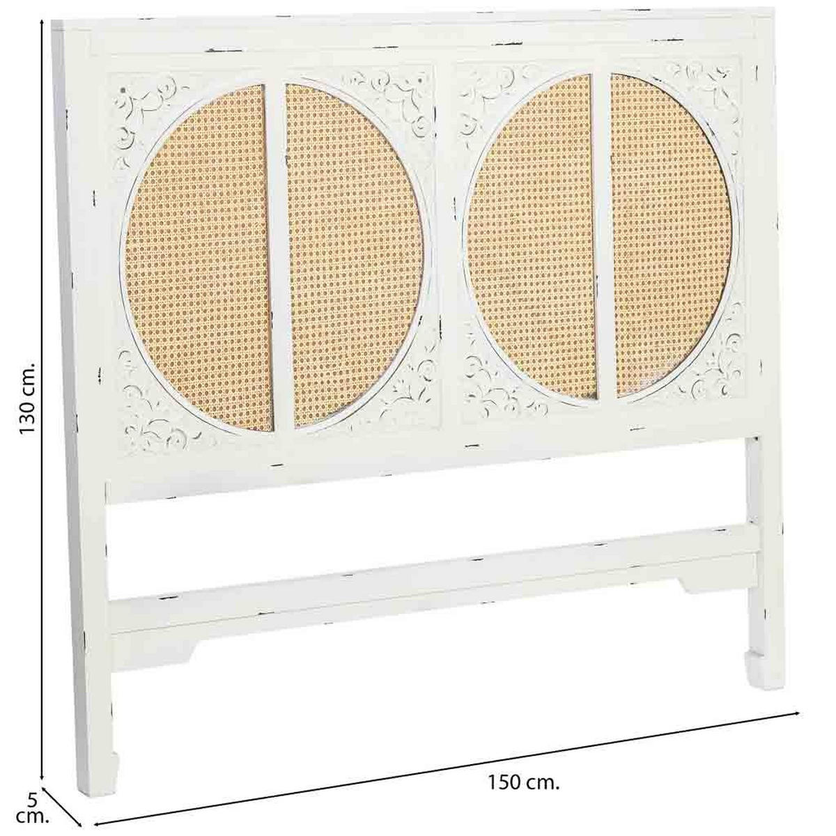 KOPFTEIL aus Holz und Gitter, weiß, 150x5x130cm - Weiß, Holz (150/130/5cm) - Wanderlust