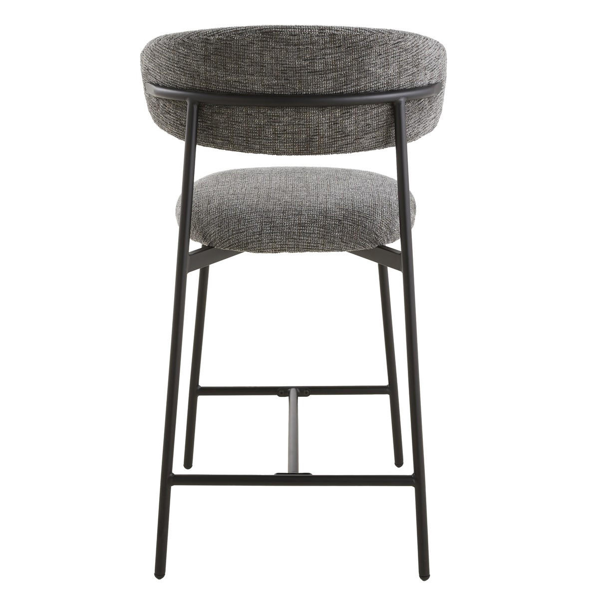 2ER-SET Hocker aus meliertem Stoff mit Metallbeinen Draco 52/53/94 cm - Grau, Holzwerkstoff (53/94/55cm) - Calicosy