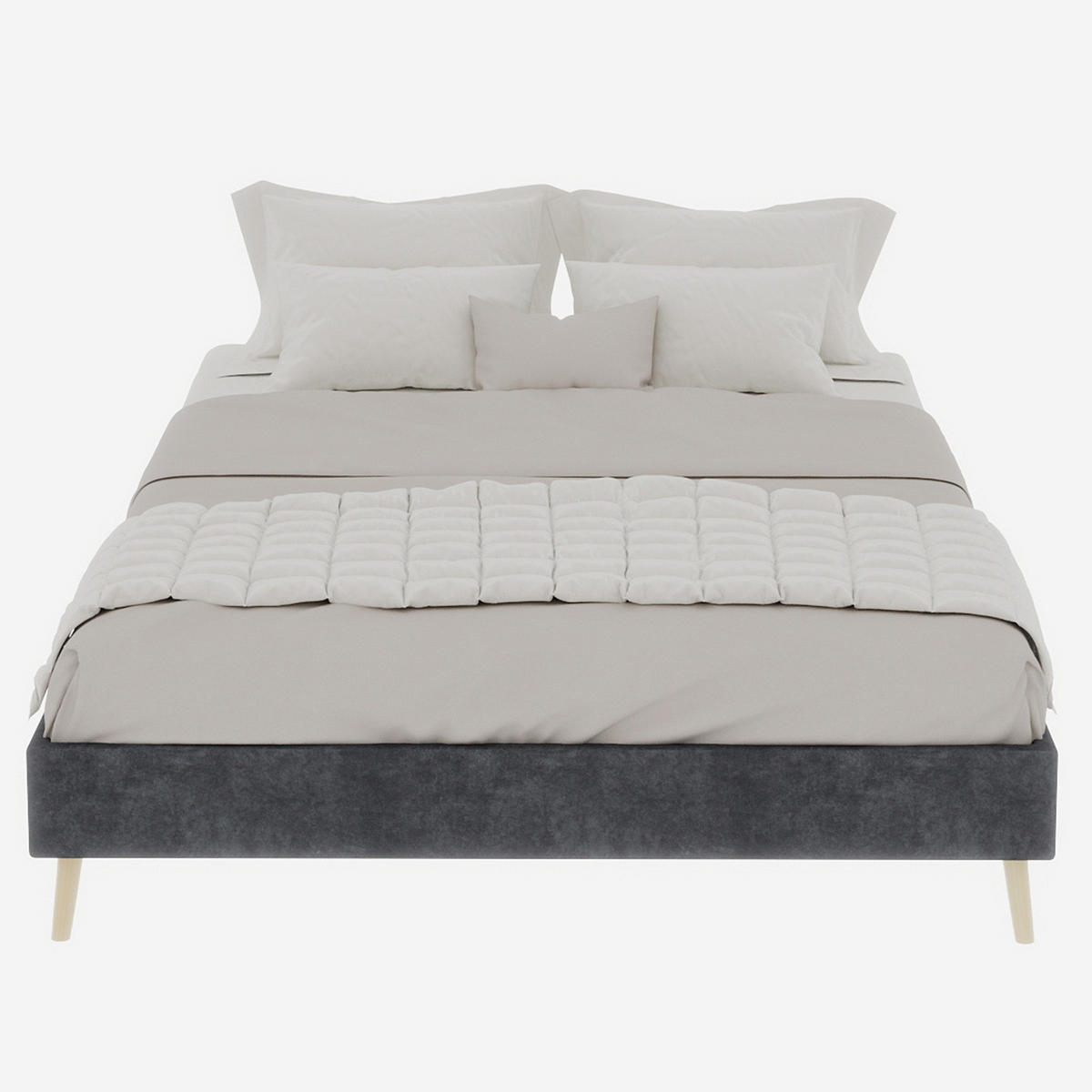 POSTEL 140/200 cm šedá z kovu a dutého sametu s úložným prostorem - šedá, textil (140/200cm) - OKWISH