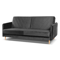 SCHLAFSOFA Vesto Grau Velours - Bettkasten - 207x93 cm - Grau, Holz/Holzwerkstoff (207/93/93cm) - Ravio