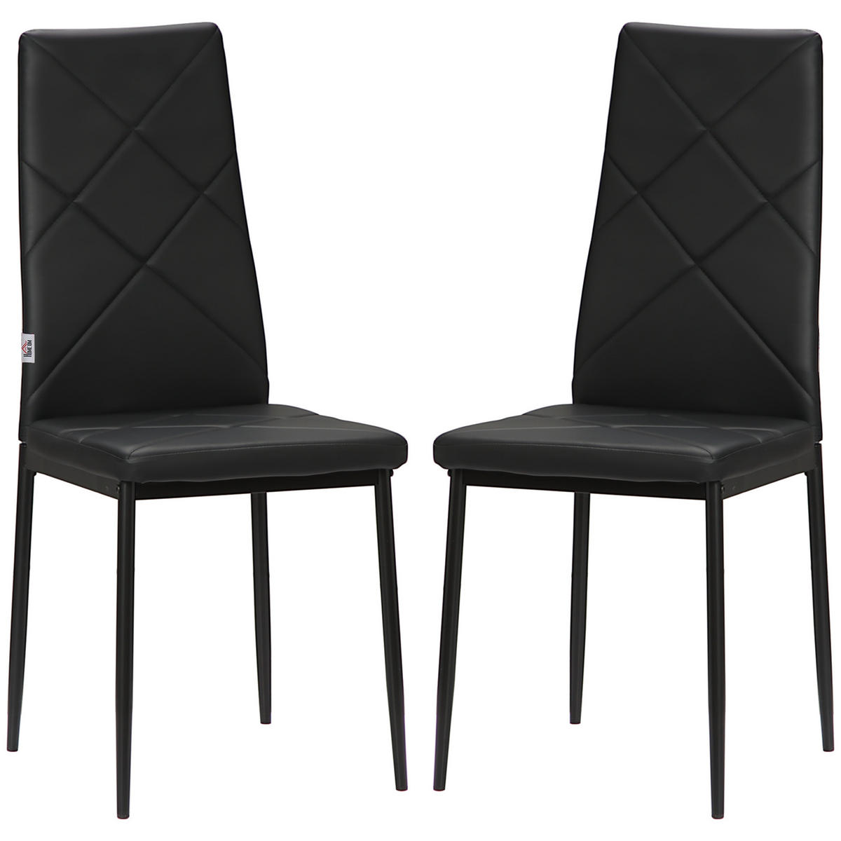 ESSZIMMERSTÜHLE 2er-Set DE-13329 hohe Rückenlehne Schwarz - Schwarz, Metall (50/97/41cm) - ComfortXL