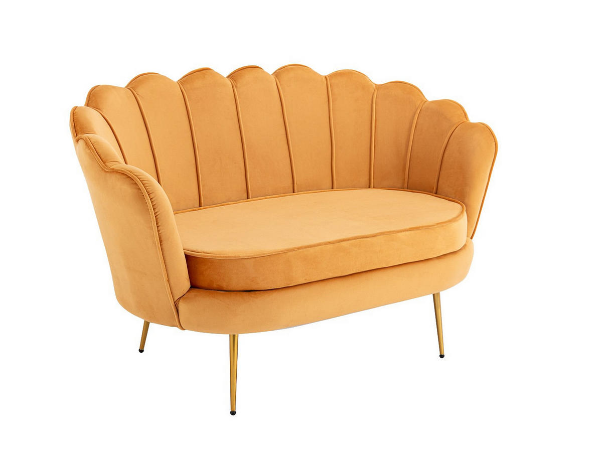 COUCHGARNITUR Muschel 2+1 - Samt - Senfgelb - DANDELION - Gelb, Textil (124/78/75cm) - Pascal Morabito