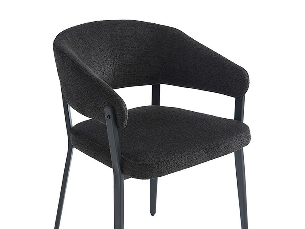 STUHL mit Armlehnen 2er-Set - Stoff & Metall - Schwarz - AVRELA - Schwarz, Textil (56/77/55cm) - Vente-Unique