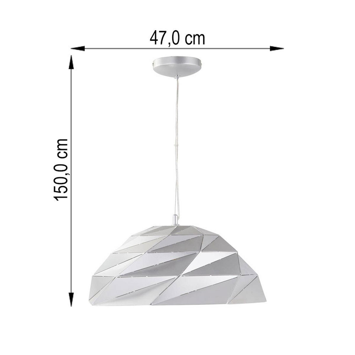 PENDELLEUCHTE Origami Eisen Silber - Silberfarben, Metall (47/47/150cm)