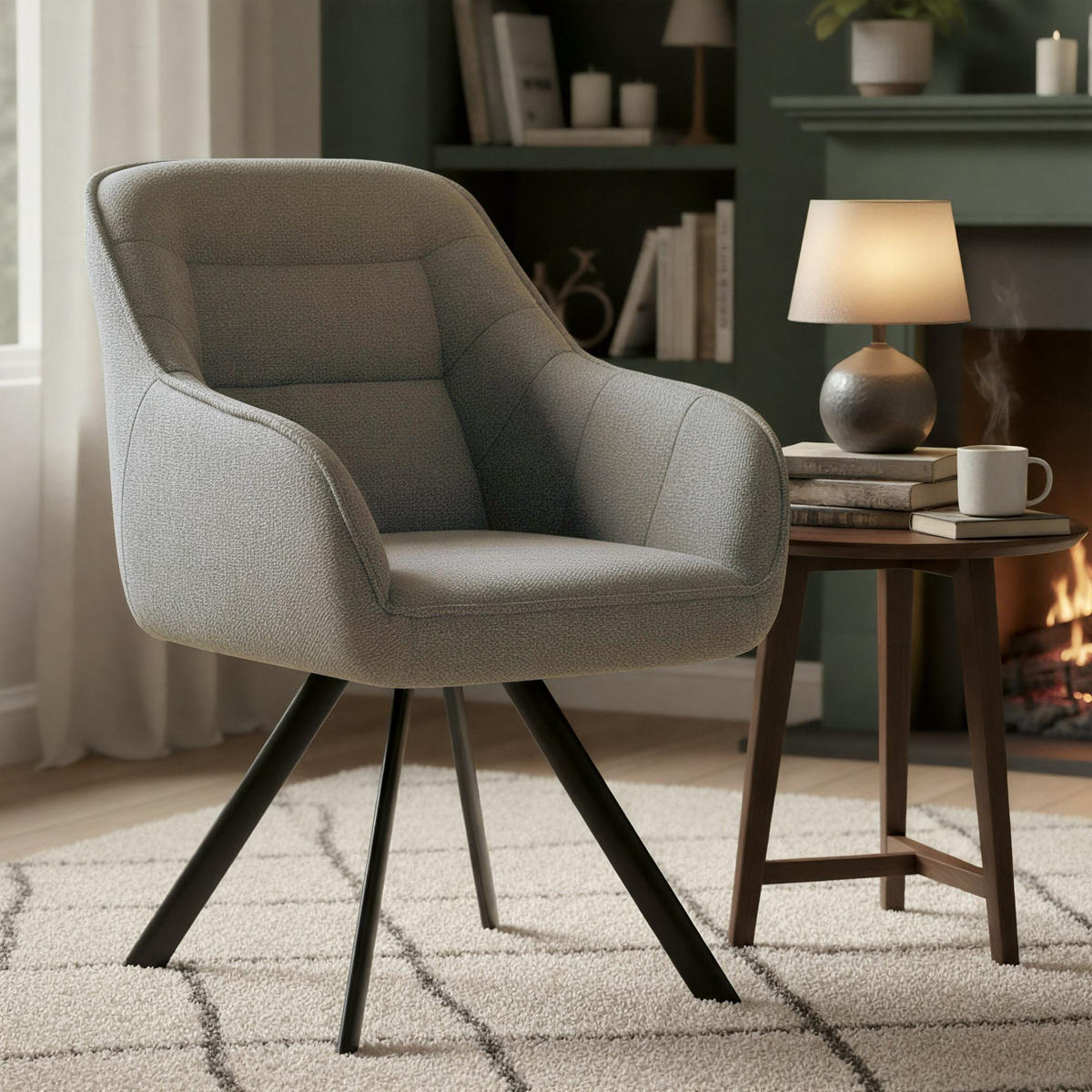 ESSZIMMERSTUHL Stoff Taupe - Taupe/Schwarz, Textil/Metall (57/89/64cm) - CLP