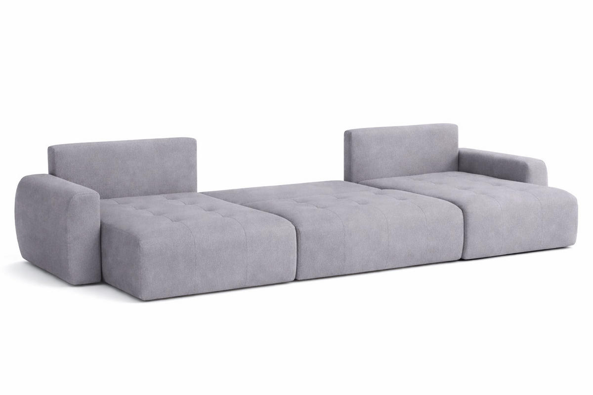ECKSOFA Mit Schlaffunktion Und Bettkasten U-Form Ivo U, Veloursstoff Salvador, Grau - Grau, Holz (342/142cm) - Kaiser Möbel
