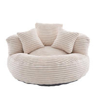 SITZSACK Cord Beige mit 3 Kissen - Beige, Textil (108/52/108cm) - WISHDOR