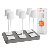 LED Akku-Tischlampe, Nuindie 3.0 6er-Set mit Ladestation, schneeweiß - Weiß, Metall (38/10/38cm) - Sigor