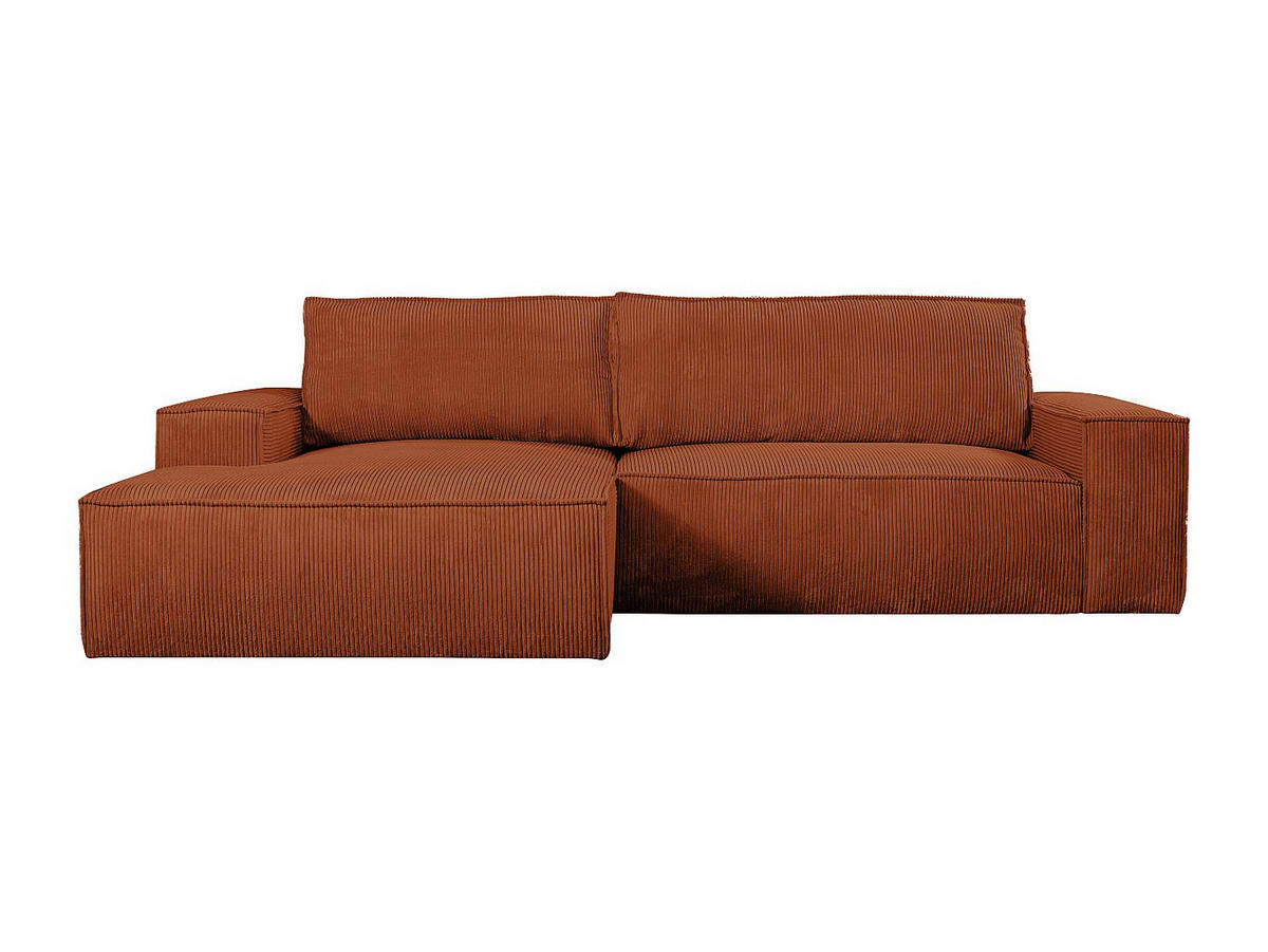 ECKSOFA mit Schlaffunktion - Ecke links - Cord - Terracotta - AMELIA - Terracotta, Textil (267/167cm) - Vente-Unique