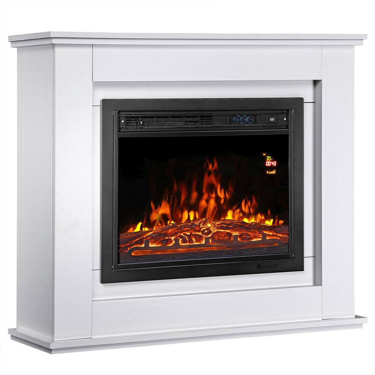 ELEKTROKAMIN 2000W rechteckig weiß mit Flammeneffekt - Weiß, Holz (100/82/28cm) - Juskys