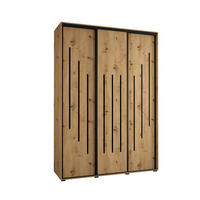 SCHWEBETÜRENSCHRANK 235,2/180/45 3-türig - Schwarz/Eiche Artisan, Holz/Metall (180/235/45cm) - Abiks Möbel