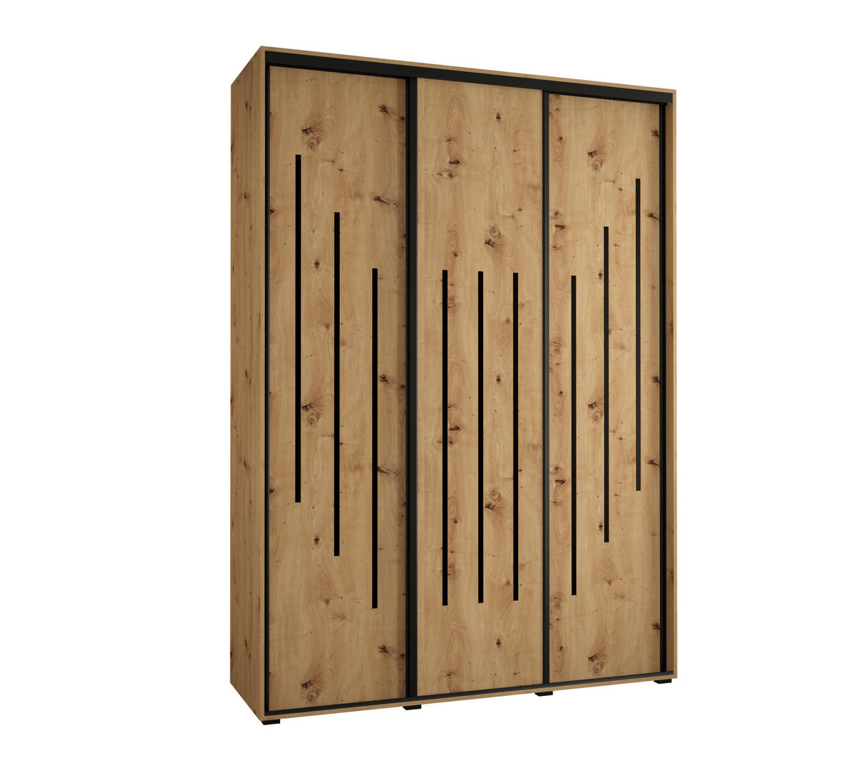 SCHWEBETÜRENSCHRANK 235,2/180/45 3-türig - Schwarz/Eiche Artisan, Holz/Metall (180/235/45cm) - Abiks Möbel