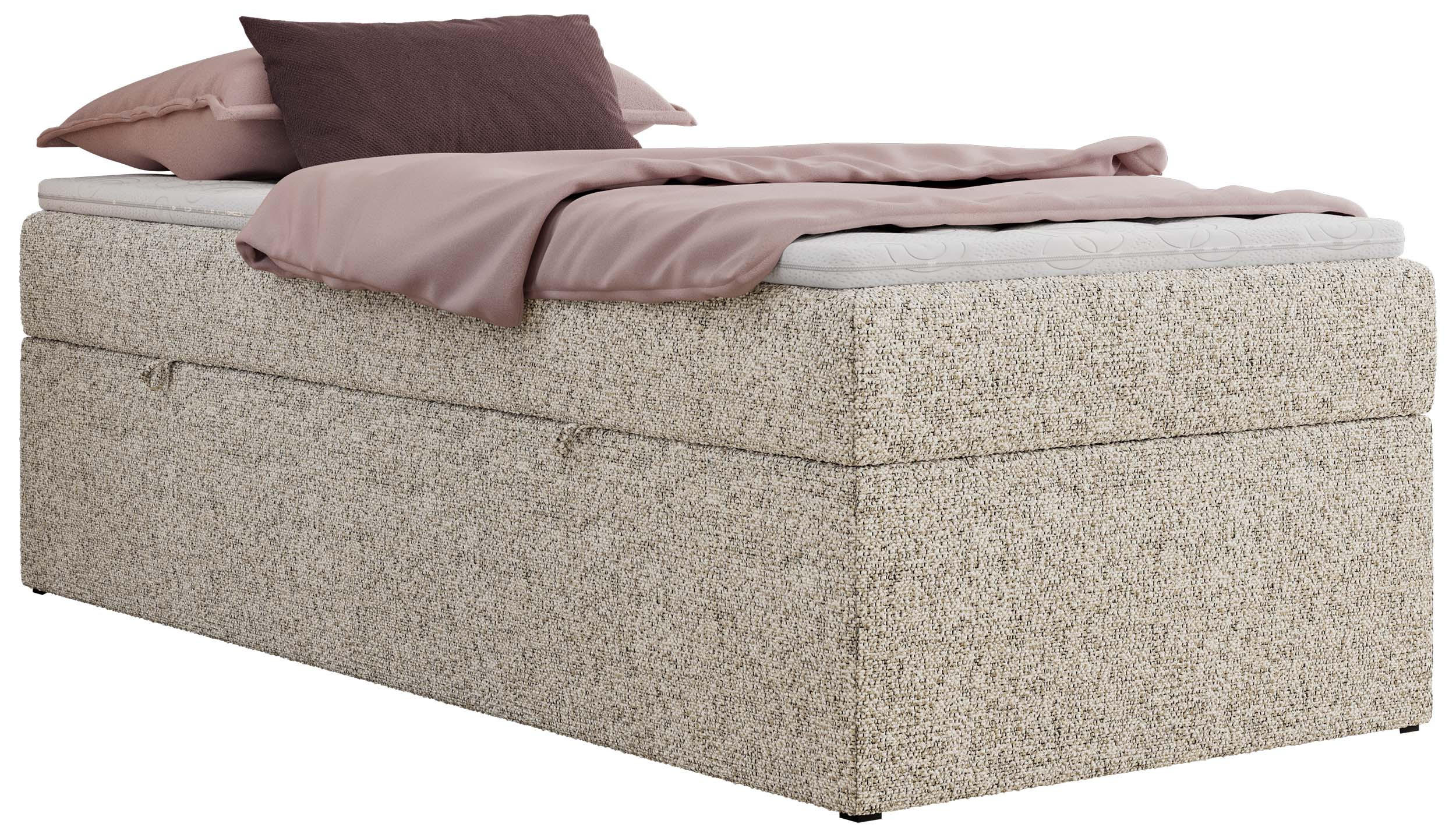 BOXBETT ZERO 90/200 - Beige Struktur - H4 - Topper T25 - Beige, Textil (90/200cm) - MKS