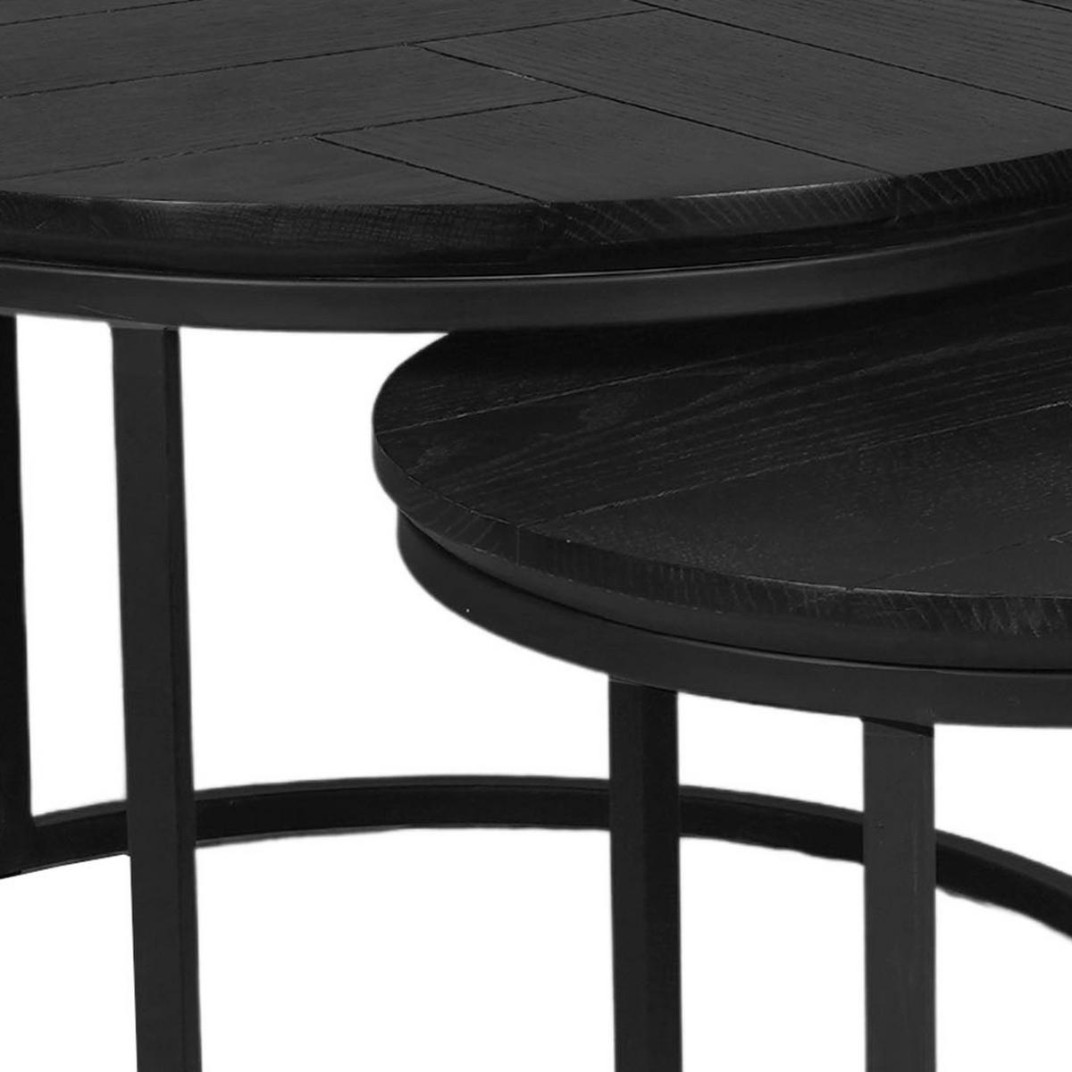 COUCHTISCH Tiko Eiche 70 cm / 70 cm + 50 cm / 50 cm Schwarz - Schwarz, Holz (70/70/45cm)