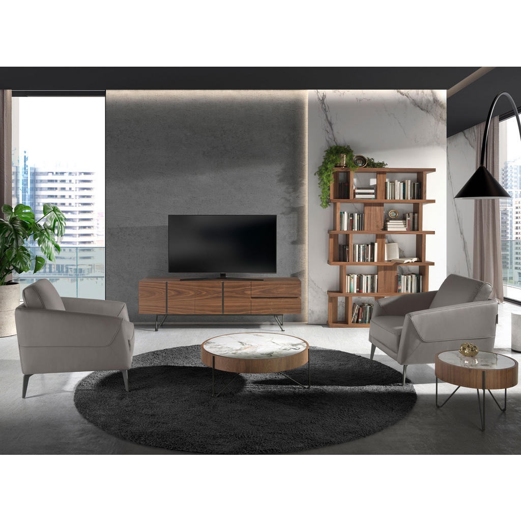 Thumbnail - Angel Cerda Sessel, Grau, Schwarz, Leder, 78x82x80 cm, Wohnzimmer, Sessel, Polstersessel