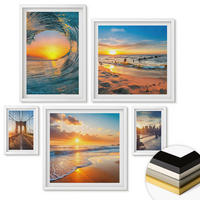 WANDBILDER 5er-Set - 50x50 cm & 20x30 cm & 40x60 cm Weißer Rahmen - Brücken, Sonnenuntergänge, Stadt - Weiß, Kunststoff (40/60cm) - ArtPrintCave