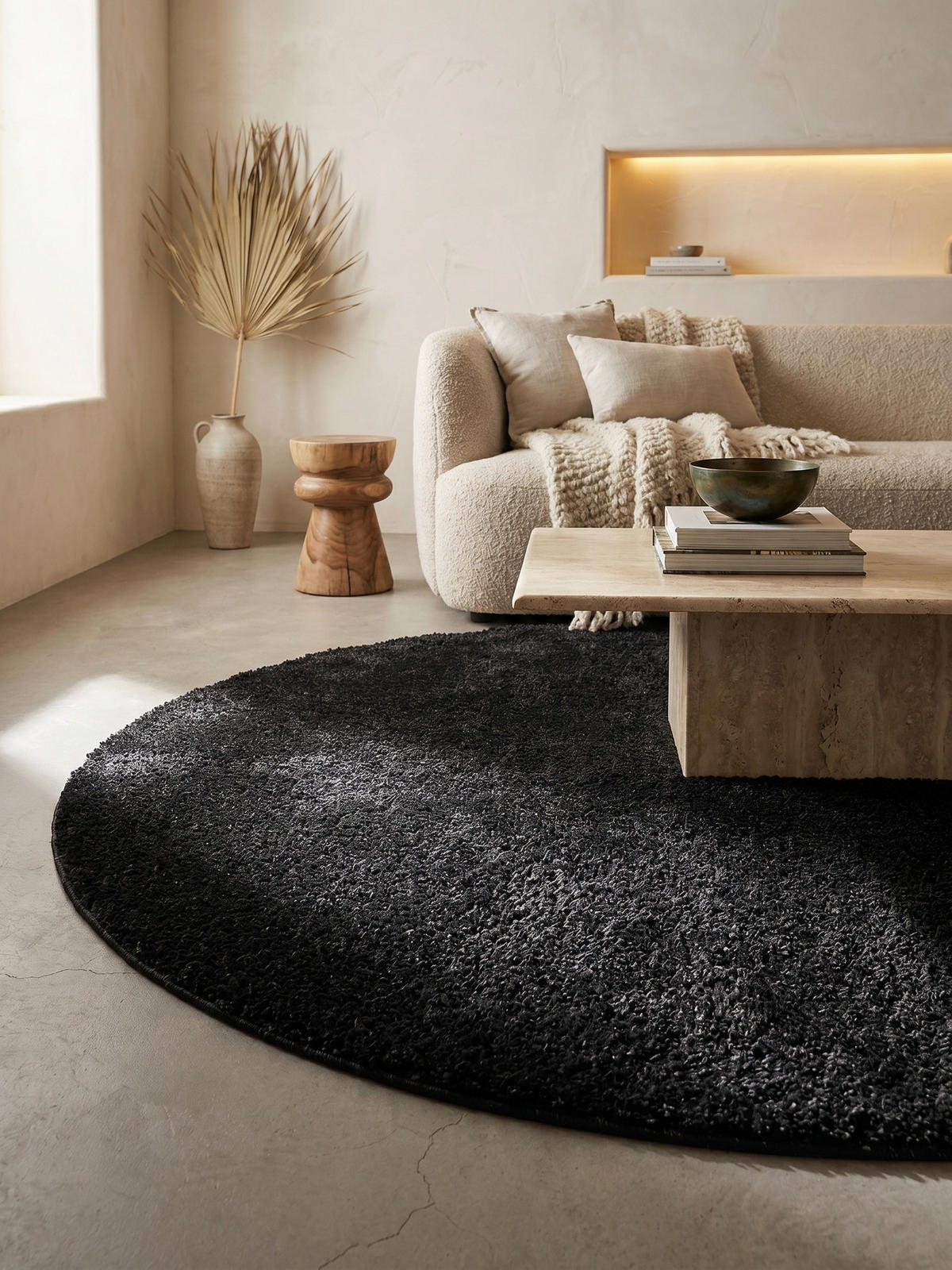 TEPPICH Waschbar Uni Modern Schlafzimmer Strapazierfähig Rund Anthrazit 200x200 cm OEKO-TEX – MAIN - Anthrazit, Textil (200/200cm) - KADIMA DESIGN