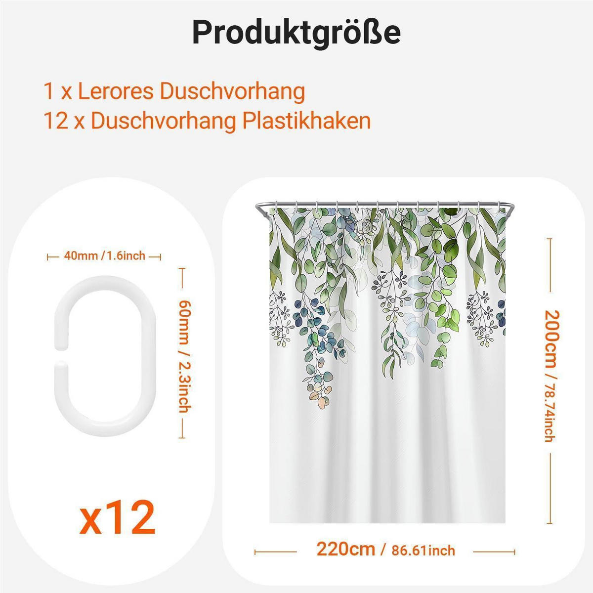 DUSCHVORHANG Grün Blätter 220 x 200 cm - Grün, Textil (220/200cm)
