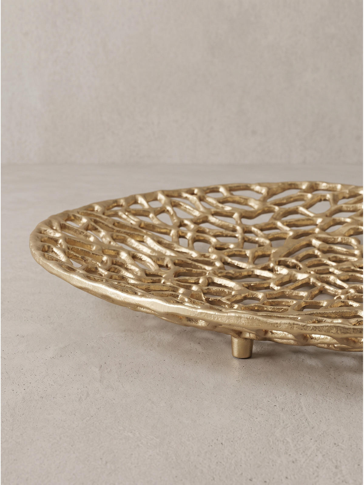 DEKOSCHALE ASTLUX, Aluminium, handgefertigt, Gold, Ø 44 x 4 cm - Goldfarben, Metall (44/4cm) - KADIMA DESIGN