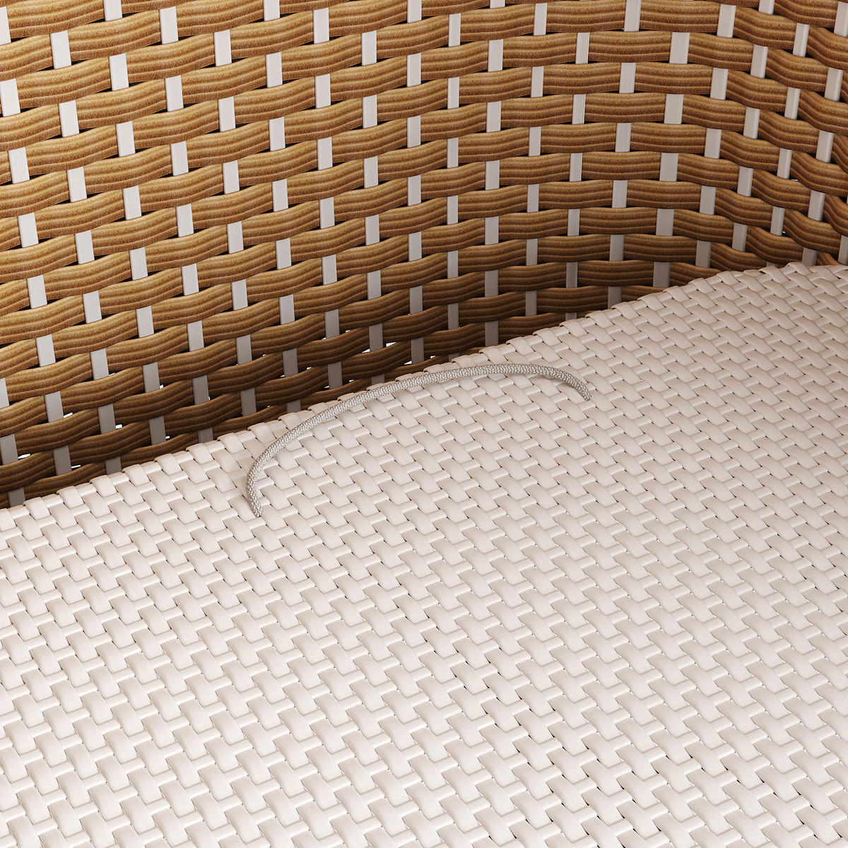 SONNENLIEGE aus Rattan 192x160x137cm in Beige mit klappbarem Sonnensegel - Beige, Metall (160/137/192cm) - Modfu