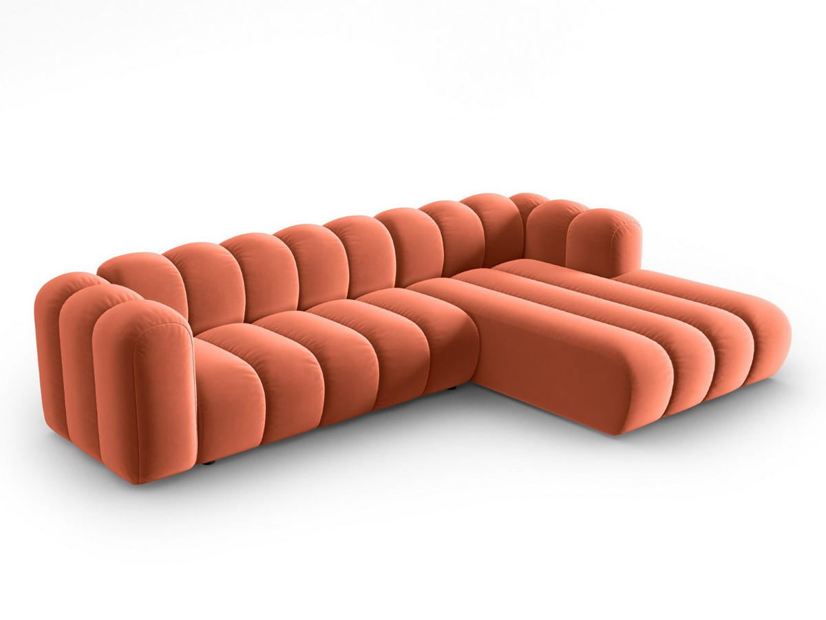 ECKSOFA modular rechts Lupine aus Samt koralle 4 Sitzplätze - Koralle, Textil (177/290cm) - Micadoni