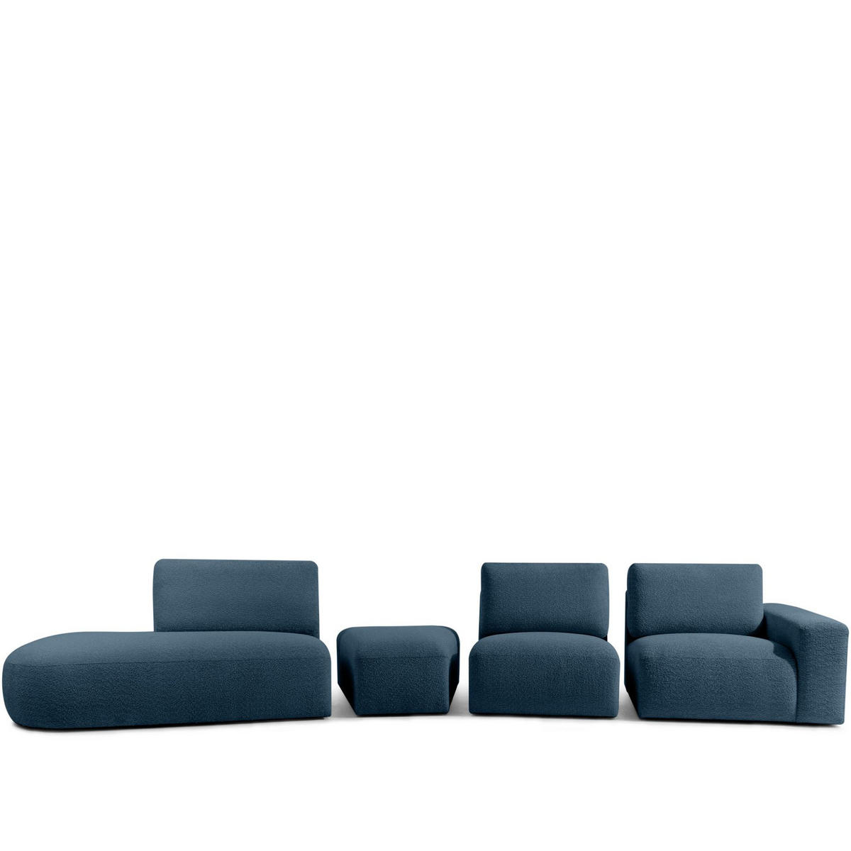 5-SITZER ECKSOFA ZUCCO Boucle links, Nachtblau - Dunkelblau, Textil (430/84/105cm) - KONSIMO®