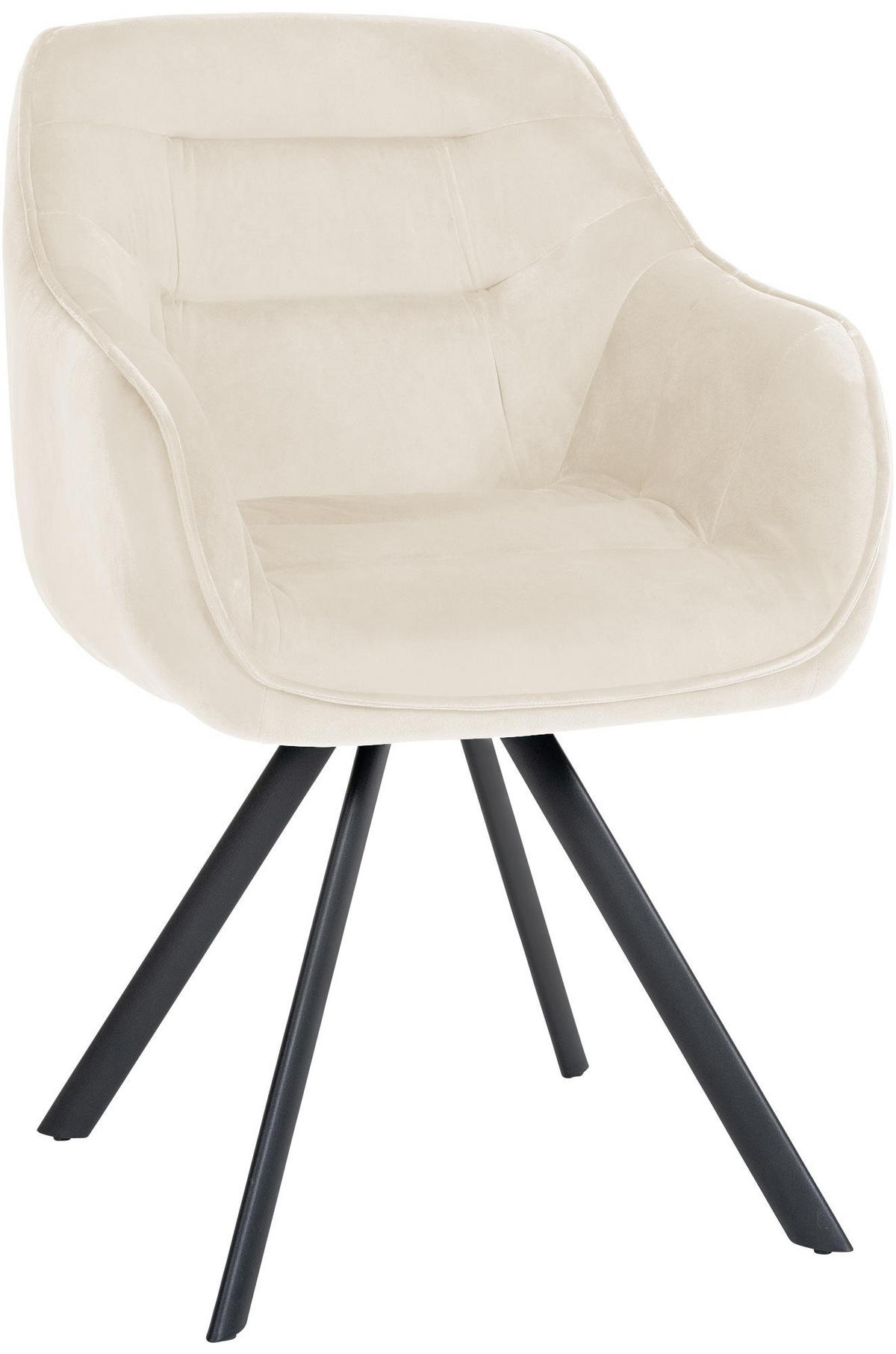 ARMLEHNENSTUHL Samt Creme - Creme/Schwarz, Textil/Metall (57/90/63cm) - CLP